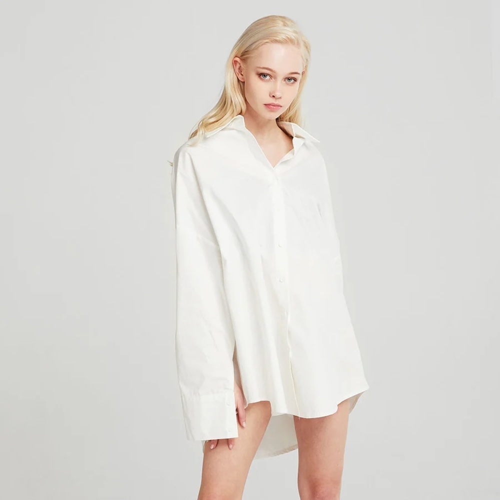 Storets Ariana Oversized Button Down Shirt in White
